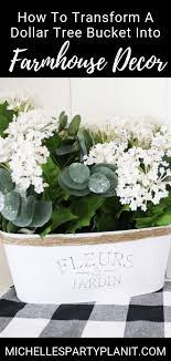 In this tutorial i will show you how to turn a cute little flowers & garden bucket from dollar tree into a unique garden sign. Diy Dollar Tree Farmhouse Planter Michelle S Party Plan It Diy Dollar Tree Decor Dollar Tree Diy Dollar Tree Diy Crafts