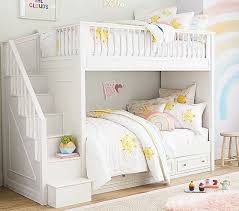 Designed with safety in mind, it includes 12.5 high guardrails and a sturdy slanted ladder fastened to the frame for easy access to the. Fillmore Twin Over Twin Stair Bunk Bed Pottery Barn Kids