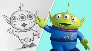 He pulls the brake to try and stop the train before reaching the broken bridge, but they still fall into the canyon How To Draw The Aliens From Toy Story Draw With Pixar Youtube