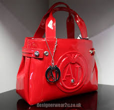 The collection by emporio armani features the finest italian all bags for women. Armani Jeans Ladies Armani Jeans Small Red Patent Tote Bag With Detachable Charm Ladies From Designerwear2u Uk