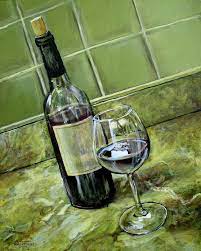How To Paint Wine Bottle And Glass On Canvas Wine Glass And Bottle Painting Wine Bottle Drawing Wine Art Bottle Drawing