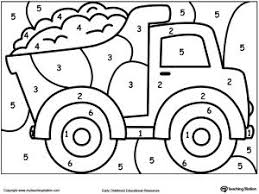Color By Number Truck Preschool Coloring Pages Coloring Pages Transportation Preschool