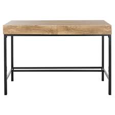 Safavieh 44 In Rectangular Brown Black 2 Drawer Writing Desk With Built In Storage Dsk2207a The Home Depot In 2020 Wood Desk Top Black Desk Brown Black Desk