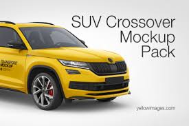 Suv Crossover Car Mockup Pack In Handpicked Sets Of Vehicles On Yellow Images Creative Store