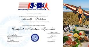 Issa international sports sciences association 7227 n 16th st suite 262 phoenix az 2021 : Nutrition Coach Certification From The International Sports Sciences Association For Marcello Pedalino Cft Cnc Author Of Celebrate Life Mmp Entertainment Blog