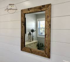 Dark Walnut Mirror Wood Frame Mirror Handmade Rustic Wood Mirror Bathroom Mirror Framed Wall Mirror Vanit In 2020 Wood Framed Mirror Wood Mirror Farmhouse Mirrors