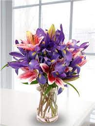 Starry Night Bouquet Iris And Lilies Bouquets Stargazer Lily Bouquet Lily Bouquet Iris Bouquet