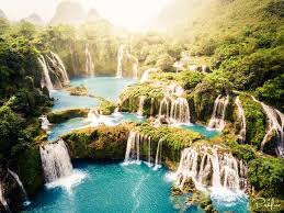 Heavenly Pools And Waterfalls On The Vietnam China Border Ban Gioc Falls Vietnam 3992 2992 Nature Photography Waterfall Pool Waterfall Beautiful Lakes