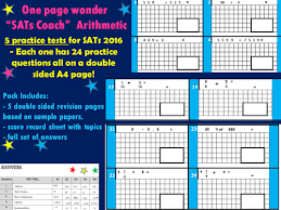 Sats Revision Practice Tests Arithmetic Ks2 Maths One Page Wonder Ks2 Maths Sats Arithmetic