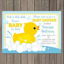 Amazon Com Rubber Duck Baby Shower Invitation Rubber Ducky Baby Shower Invitation Baby Boy Shower Invite In Yellow And Blue Custom Handmade Products