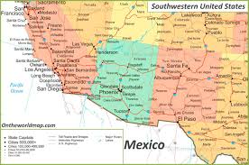.and west usa, state maps of arizona, california, colorado, nevada, new mexico, utah, texas and wyoming, plus links to other maps of national parks and click one of the southwest usa states for a more detailed map: Map Of Southwestern United States