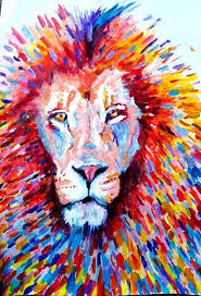 Colourful Abstract Lion Limited Edition Fine Art Print Etsy Abstract Lion Modern Art Prints Art