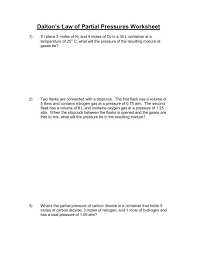 Dalton's law of partial pressure dalton's law formula. Dalton S Law Of Partial Pressures Worksheet