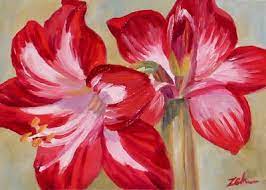 Red Amaryllis Flower Oil Painting Amaryllis Painting Flower Painting Oil Painting Flowers