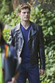 Jamie Dornan Dakota Johnson Distressed Leather Jacket Shades Of Grey Leather Jacket