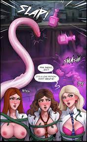 3futas androsiac aphrodisiac areolae aroma sensei blonde hair bra  breasts brown hair cleavage clothing curvy erect nipples futa only futa  sans pussy futa with futa futanari futasub ginny weasley