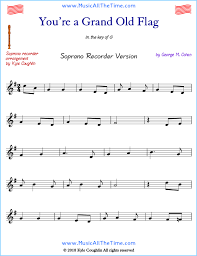 These recorder songs are easy to play and great for kids that are just starting out and are in search of an easy song. You Re A Grand Old Flag Recorder Sheet Music