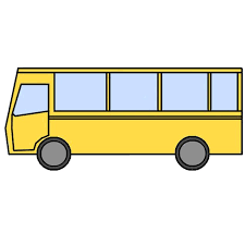 Black and white child waiting at bus stop. How To Draw A Bus For Kids