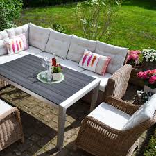 Ecklounge Manhattan C2 Naturbraun Polster Beige Tisch Miami Ecksofa Tisch 2 Sessel Como Aussenmobel Gartenmobel Lounge Gartenmobel