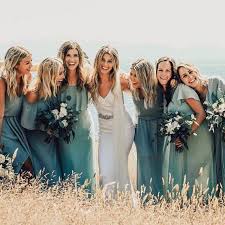 Gangs All Here Bridesmaids In Silver Sage Mumuweddings Sage Bridesmaid Dresses Sage Wedding Bridesmaid Dresses Australia