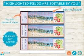 Printable Surprise Tickets To Hawaii Adobe Editable Pdf Vacation Reveal Trip To Hawaii Custo Tickets To Hawaii Surprise Trip Reveal Hawaii Travel