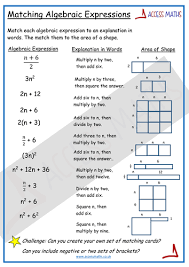 Mindset learn grade 10 mathematics mindset learn teaching resources published 2013 1 a guide to algebraic expressions teaching approach in this series, we revise the basics of algebra such as number systems and products, we then establish the concepts of factorisation and algebraic fractions. 30 Matching Algebraic Expressions Worksheet Worksheet Resource Plans