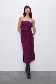 Chiusura a zip sul lato posteriore. Vestito Midi Drappeggiato Zara Italia Vestito Midi Vestiti Drappeggi