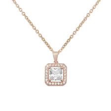 Personalized tiny gold square pendant necklace custom. Sterling Silver Rose Gold Finish Cubic Zirconia Square Drop Pendant Chain Pendants Necklaces From Jarvis Spencer Jewellery Uk