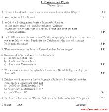 Optik Klasse 7 Physik Physik Physik Optik Klassenarbeiten