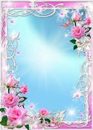 Free Psd Frame For Photoshop Pink Roses And White Lilies Flower Frame Photo Frame Wallpaper Floral Border Design