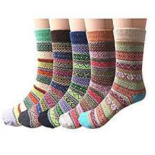 Pack Of 5 Womens Vintage Style Thick Wool Warm Winter Crew Socks Womens Wool Socks Warm Wool Socks Winter Socks