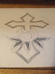 Pencil Drawing Of A Rose And A Cross Cross Drawing Roses Drawing Pencil Drawings