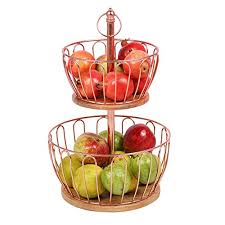 For this diy fruit basket project, the creator didn't spend a whole lot of money to make it. 2 Tier Fruit Basket With Mango Wood Base Stylish Durable And Vegetable Storage Rack Perfect Hanging Wire Bowl For Kitchens Dining Rooms And Pantries Pricepulse