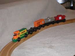 Diesel Engine With Freight Train For Use With Wooden Toy Train Tracks Wooden Toy Train Wooden Train Diesel Engine