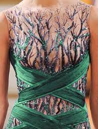 Green Forest Inspired Sheer Dress Fashion Couture Fashion Nice Dresses