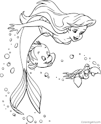 Flounder coloring pages for kids online. Ariel Swimming With Sebastian And Flounder Coloring Page Coloringall
