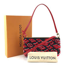 The official twitter page for louis vuitton worldwide. Authenticlouis Vuitton X Uf Pochette Accessory Red Black Monogram Canvas And Leather Luxcellent Luxcellent