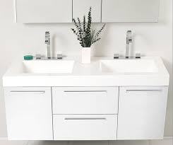H bathroom vanity in grey with single basin vanity top in white ceramic and mirror. 54 White Modern Double Sink Bathroom Vanity With Faucet Medicine Cabinet And Linen Side Cabinet Option