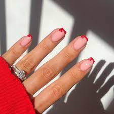 15 French Manicure Ideas To Try In 2021 Short Acrylic Nails Red Tip Nails Fire Nails