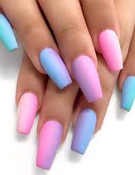 + polvo acrilico de color. Ombre Nails Blue Pink Unas Ombre Manicura De Unas Unas Postizas De Gel Unas De Gel Bonitas