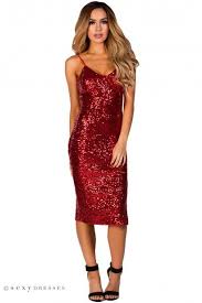 Latrice Red Spaghetti Strap Fitted Sequin Midi Cocktail Dress Red Sequin Dress Gold Cocktail Dress Midi Cocktail Dress