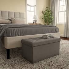 As a cute shelf solution in the bathroom. Folding Storage Bench Ottoman 30 Tufted Foam Padded Lid Removable Bin Organizer For Home Bedroom Living Room Kid Toys By Lavish Home Dark Gray Walmart Com Walmart Com