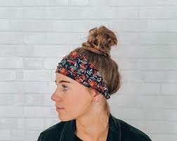 Soft Comfort Headband Wear Multiple Ways No Slip Navy Orange Floral