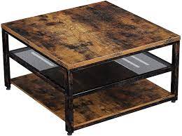 Today we transformed a shutter into an industrial coffee table. Amazon Com Rolanstar Industrial Coffee Table With Storage Shelves 3 Tier Square Cocktail Table For Living Room Retro Wood Sofa Table With Metal Frame 31 5 Rustic Brown Kitchen Dining