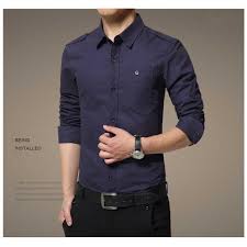 ✯ free shipping above inr 999. Men S Cotton Long Sleeve Shirt Dark Blue