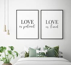 Love Is Patient Love Is Kind Printable Art Set Of 2 Etsy Printable Art Set Bedroom Wall Art Romantic Wall Art