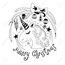 Dibujos Para Colorear De Unicornios Navideños