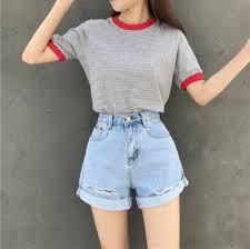 Korean High Waisted Shorts Summer Outfit Roupas Retro Roupas Vintage Roupas Coreanas