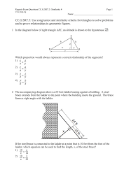 Which equation correctly uses the value of b to solve for a? Cc G Srt 5 Use Congruence And Similarity Criteria For Triangles To Solve And To Prove Relationships In Geometric Figures