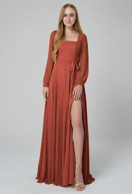 Rust Long Bridesmaid Dresses